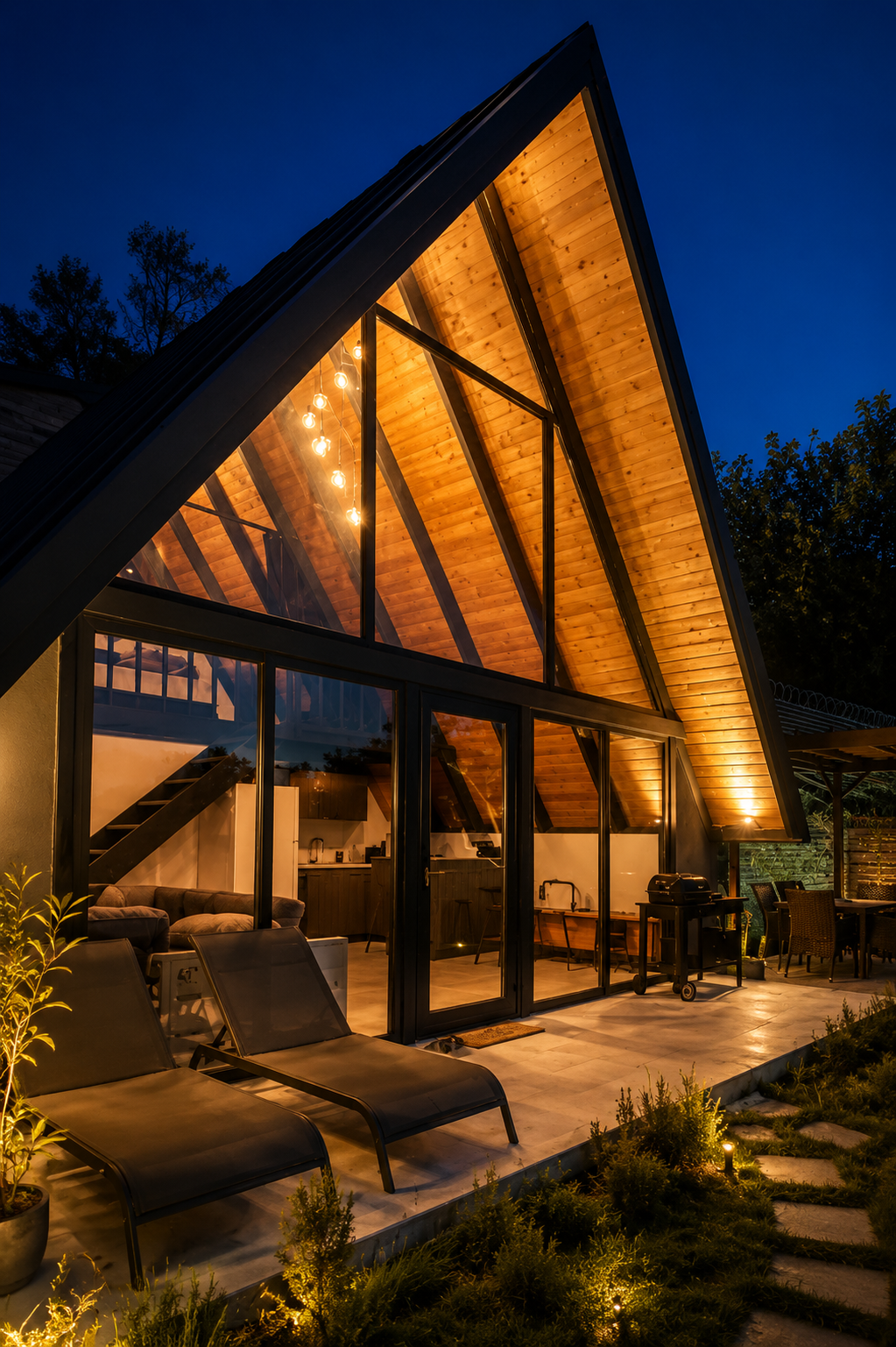 Lake Vista Orman Kabini Gece Görünümü